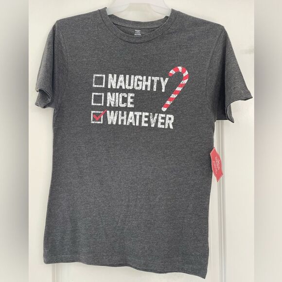 Holiday Time graphic Christmas tee Naughty Nice Whatever - Picture 1 of 2